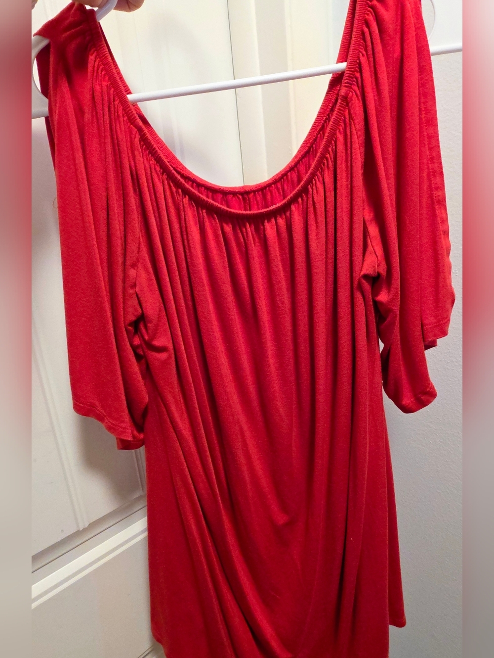 Lane Bryant Split-Sleeve Convertible Neckline Red Top